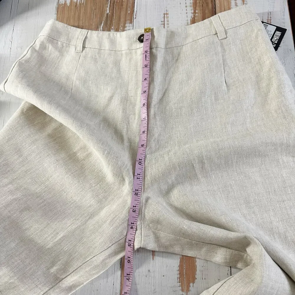 Reformation Tahiti Linen Pants Oatmeal Size 12 Cropped Neutral Minimalist